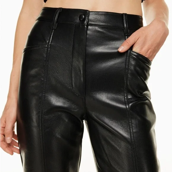 Aritzia Wilfred High Waisted Black Faux Leather Women's Pants Size 0 - Picture 2 of 3
